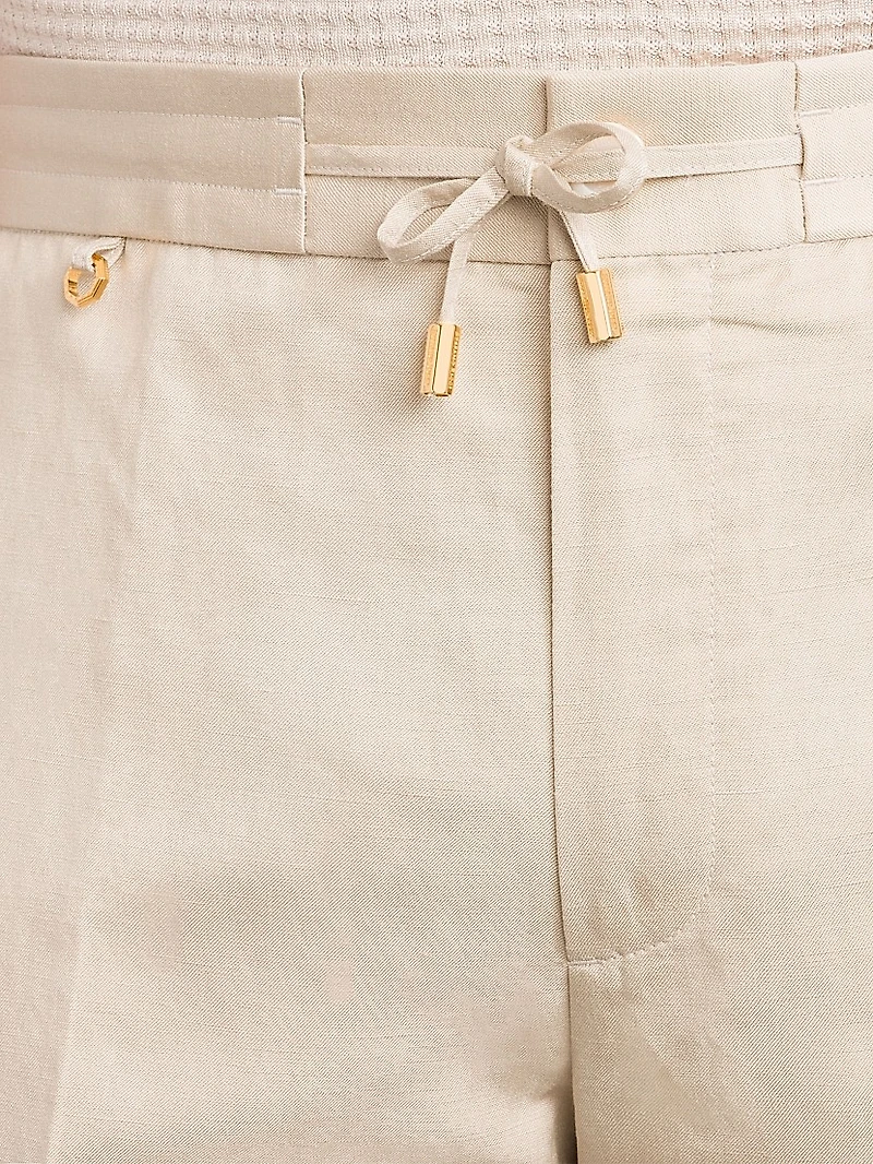 Refined Linen-Silk Bermuda Shorts