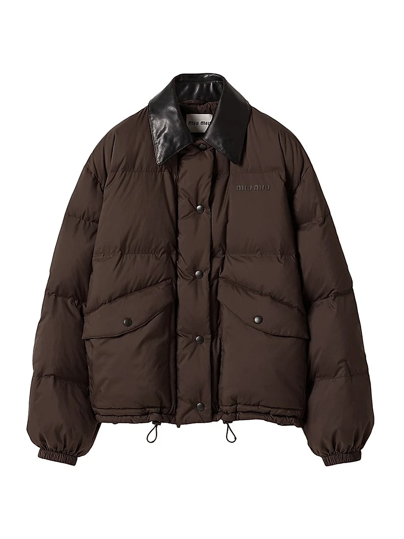 Technical Pongé Cropped Down Jacket