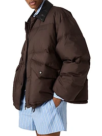 Technical Pongé Cropped Down Jacket