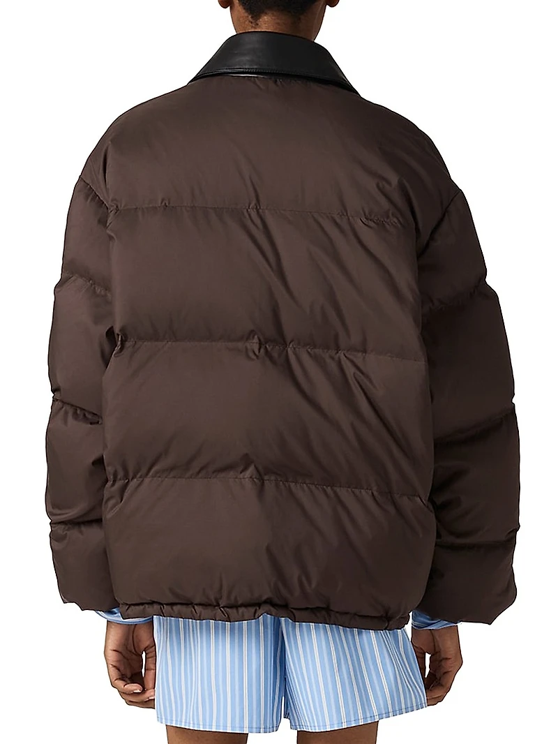 Technical Pongé Cropped Down Jacket