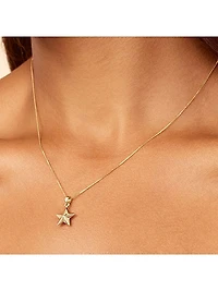 14K Yellow Gold Street Star Pendant Necklace