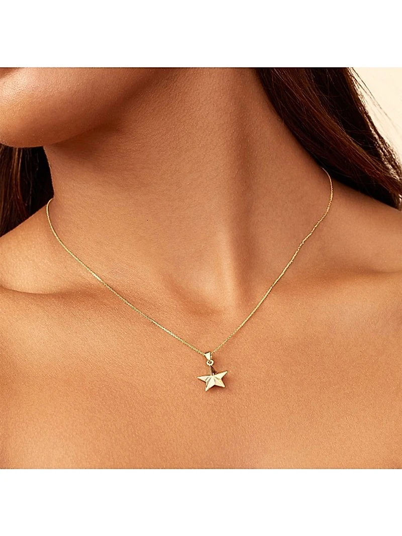 14K Yellow Gold Street Star Pendant Necklace