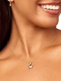 14K Yellow Gold Street Star Pendant Necklace