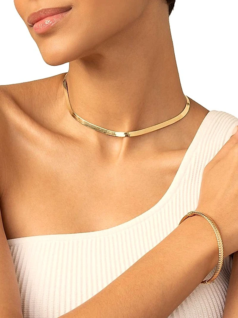 14K Yellow Gold Park Avenue Statement Herringbone Choker