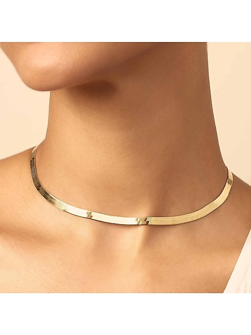 14K Yellow Gold Park Avenue Statement Herringbone Choker