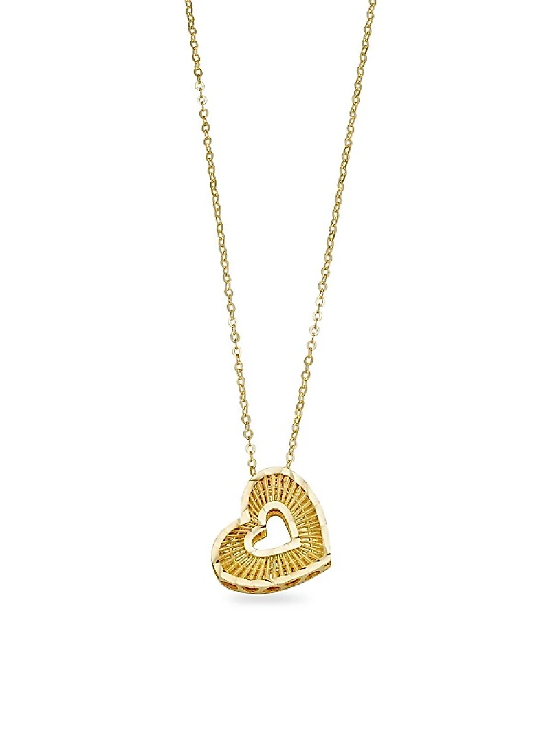 14K Yellow Gold Icon Heart Pendant Necklace
