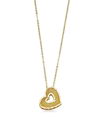 14K Yellow Gold Icon Heart Pendant Necklace