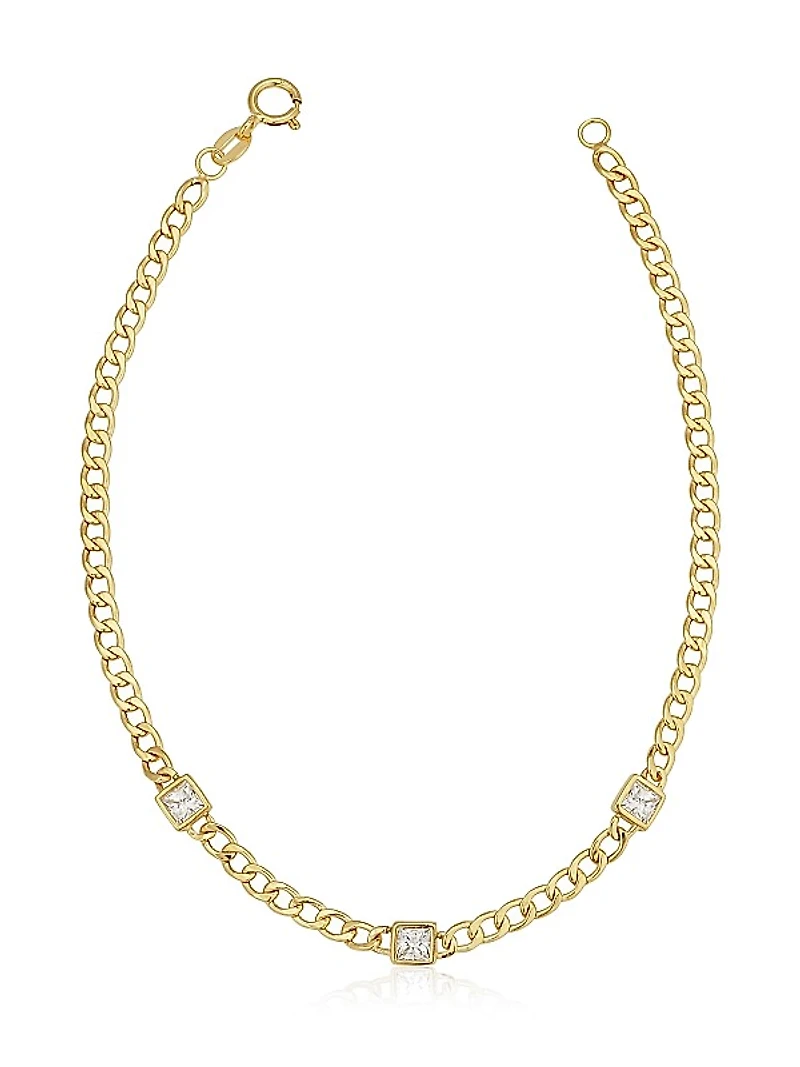 14K Yellow Gold Dazzle Me Curb Bracelet