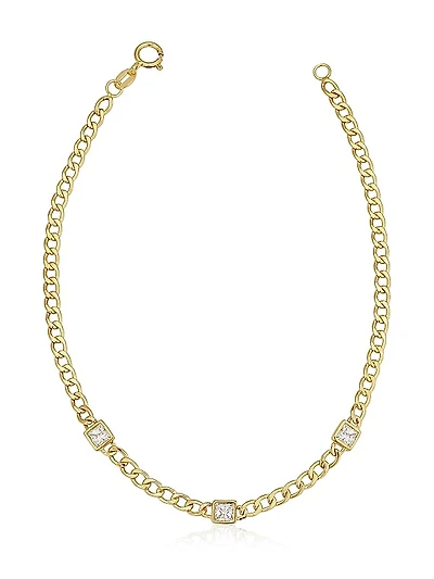 14K Yellow Gold Dazzle Me Curb Bracelet