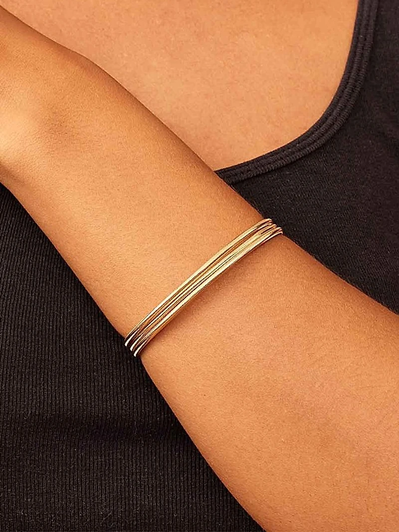 14K Yellow Gold Mesh Glamour Stack Bracelet