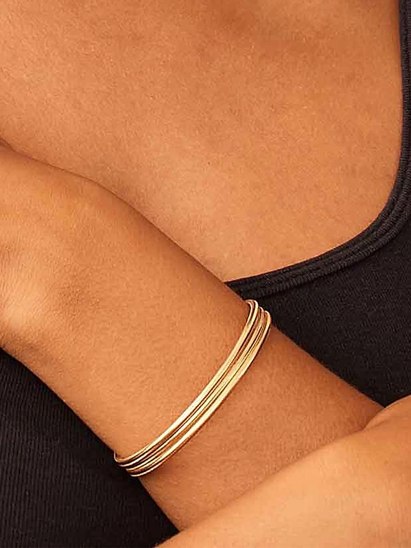 14K Yellow Gold Mesh Glamour Stack Bracelet