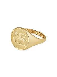 14K Yellow Gold Flying Lion Signet Ring