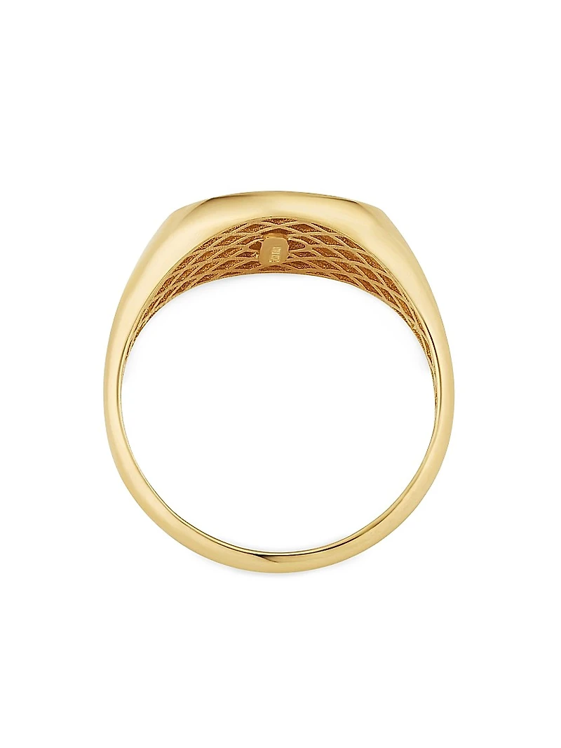 14K Yellow Gold Flying Lion Signet Ring