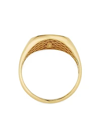 14K Yellow Gold Flying Lion Signet Ring