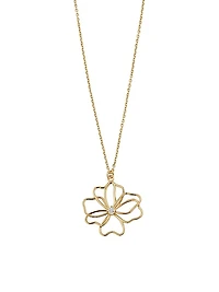 14K Yellow Gold Full Bloom Pendant Necklace