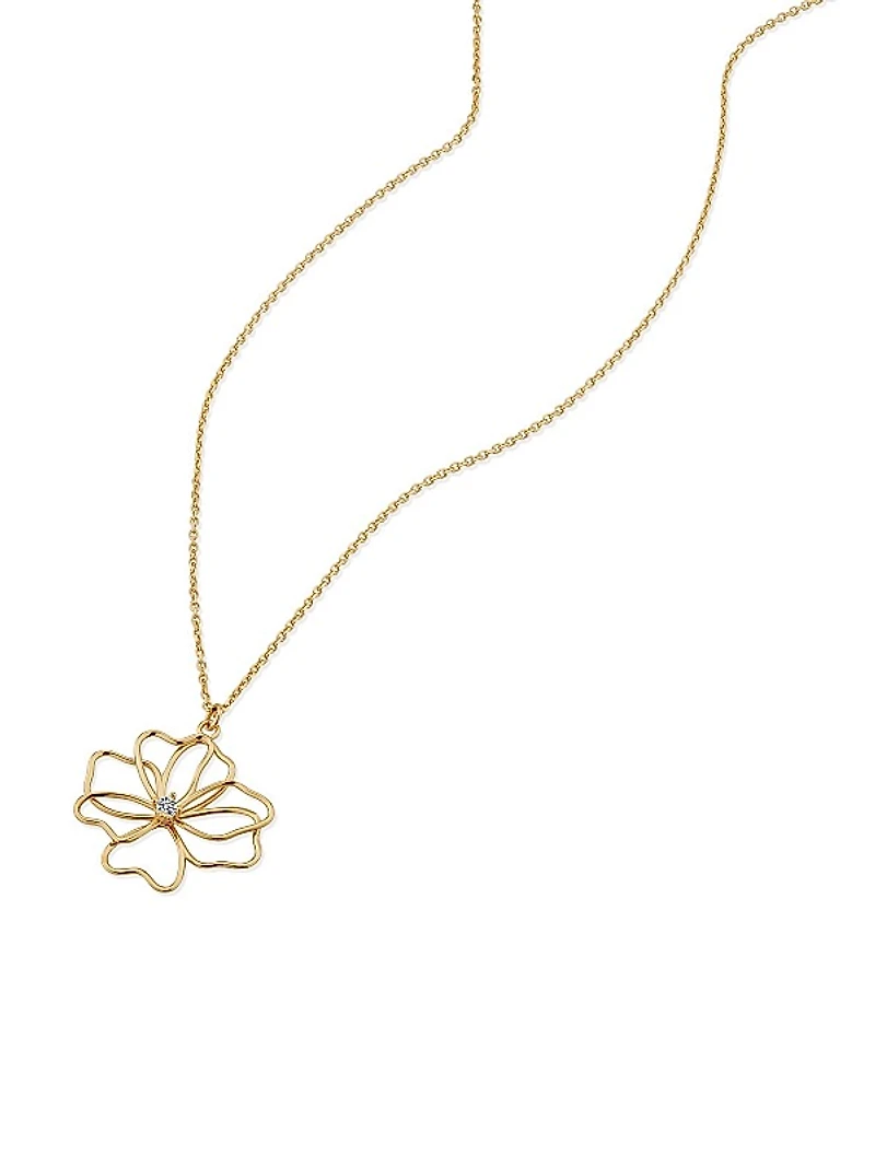 14K Yellow Gold Full Bloom Pendant Necklace