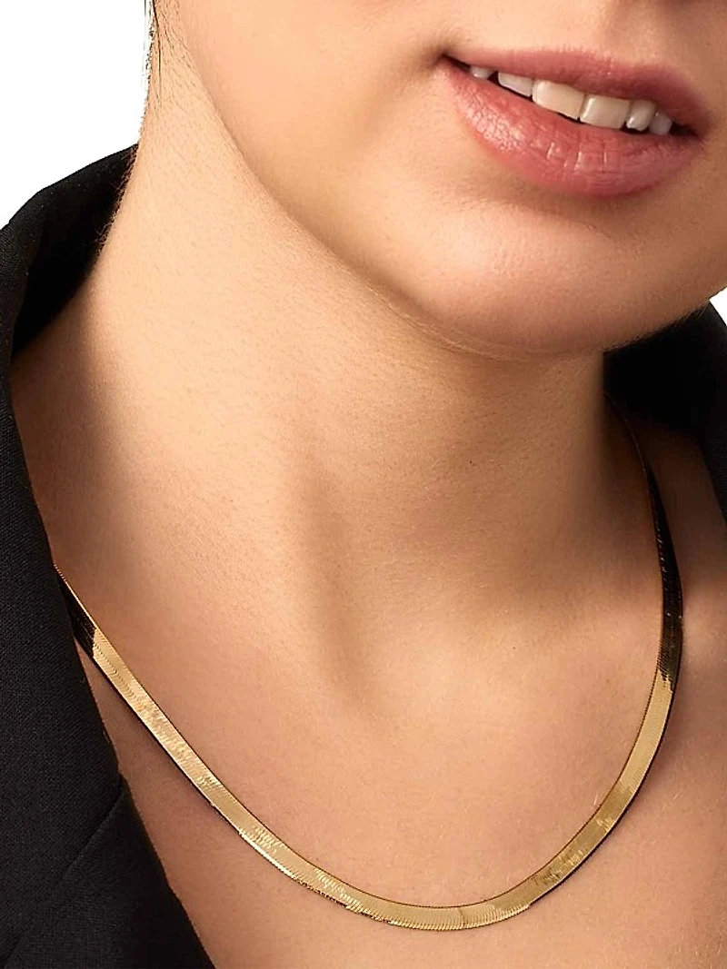 14K Yellow Gold Park Avenue Statement Herringbone Necklace