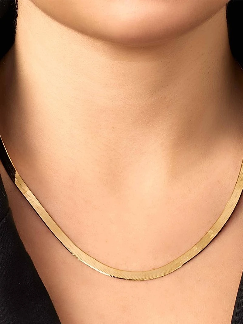 14K Yellow Gold Park Avenue Statement Herringbone Necklace