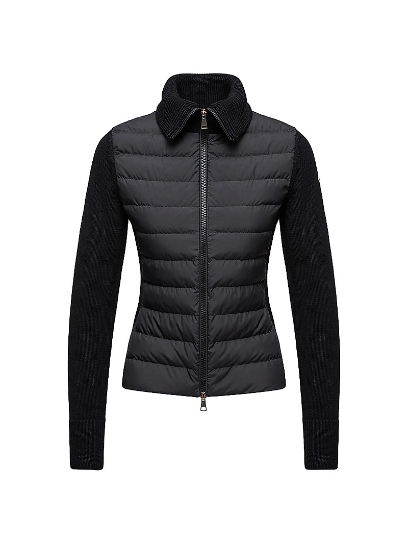 Down Filled Zip Up Cardigan Wool