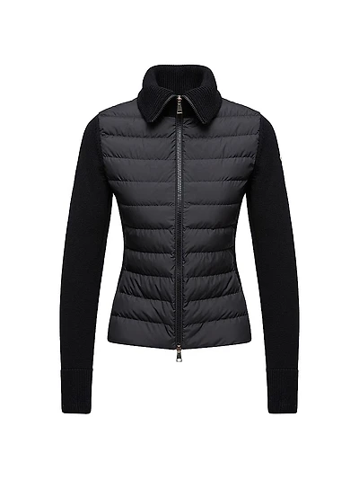 Down Filled Zip Up Cardigan Wool