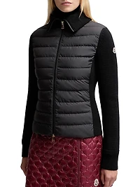 Down Filled Zip Up Cardigan Wool