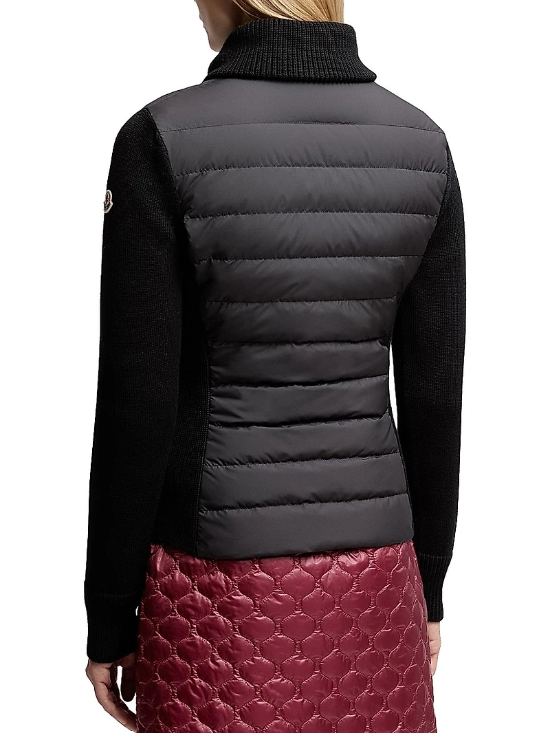 Down Filled Zip Up Cardigan Wool