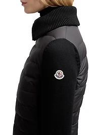 Down Filled Zip Up Cardigan Wool