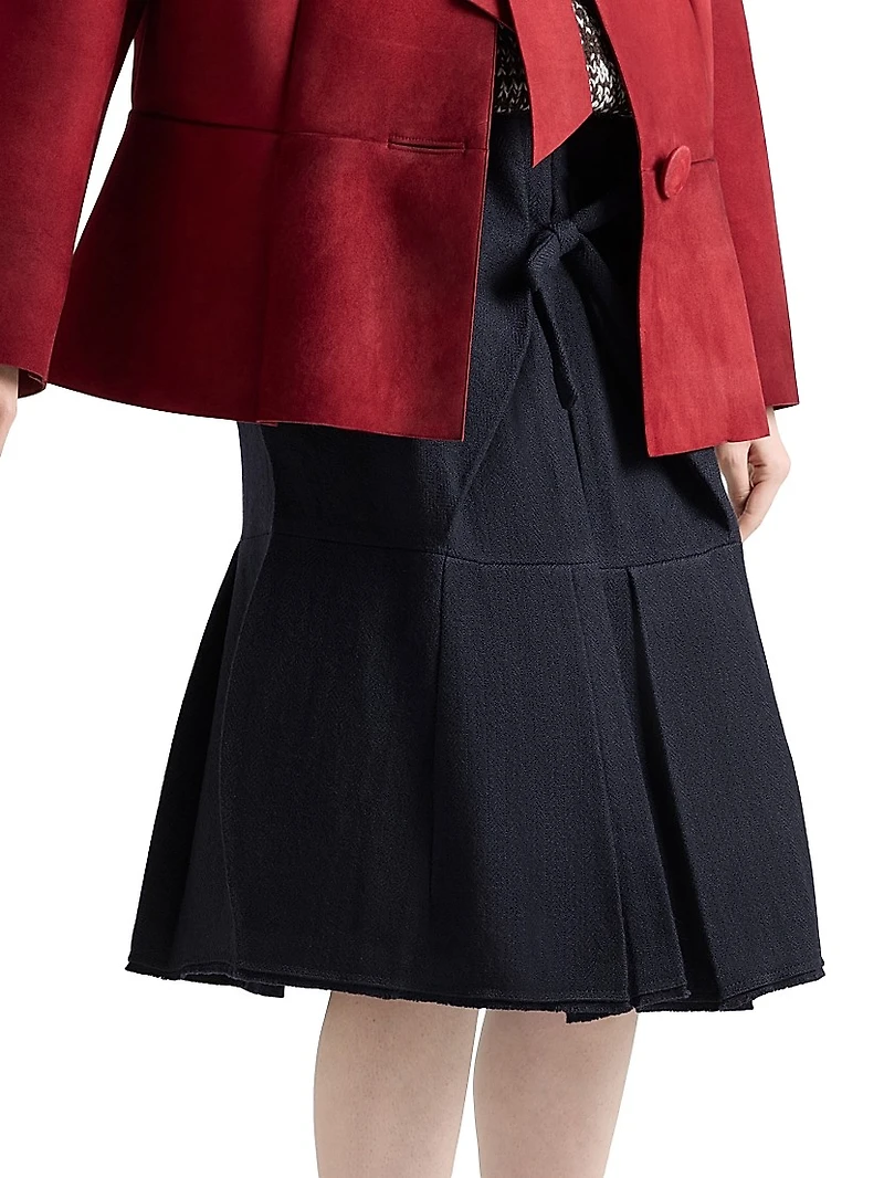 Chevron Wool Midi Skirt