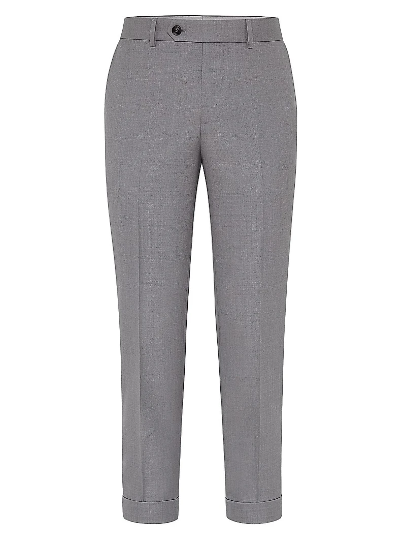 Virgin Wool and Silk Lightweight Hopsack Formal Fit Trousers