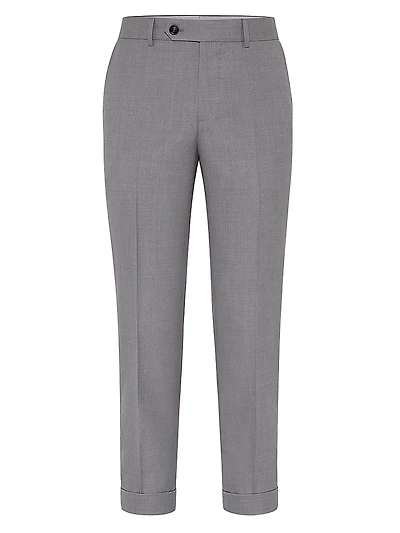 Virgin Wool and Silk Lightweight Hopsack Formal Fit Trousers