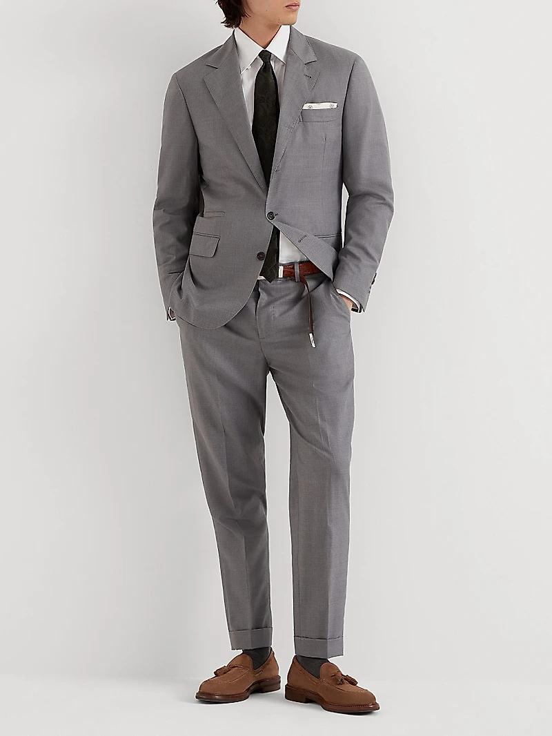 Virgin Wool and Silk Lightweight Hopsack Formal Fit Trousers