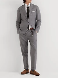 Virgin Wool and Silk Lightweight Hopsack Formal Fit Trousers