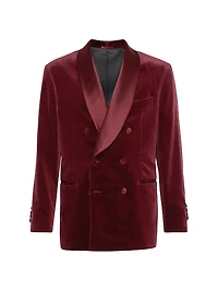 Cotton and Silk Velvet One a Half Breasted Tuxedo Jacket
