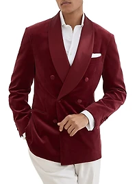 Cotton and Silk Velvet One a Half Breasted Tuxedo Jacket