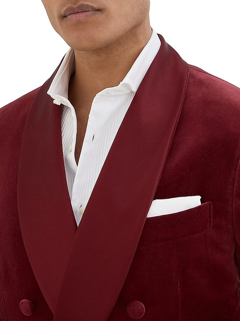 Cotton and Silk Velvet One a Half Breasted Tuxedo Jacket