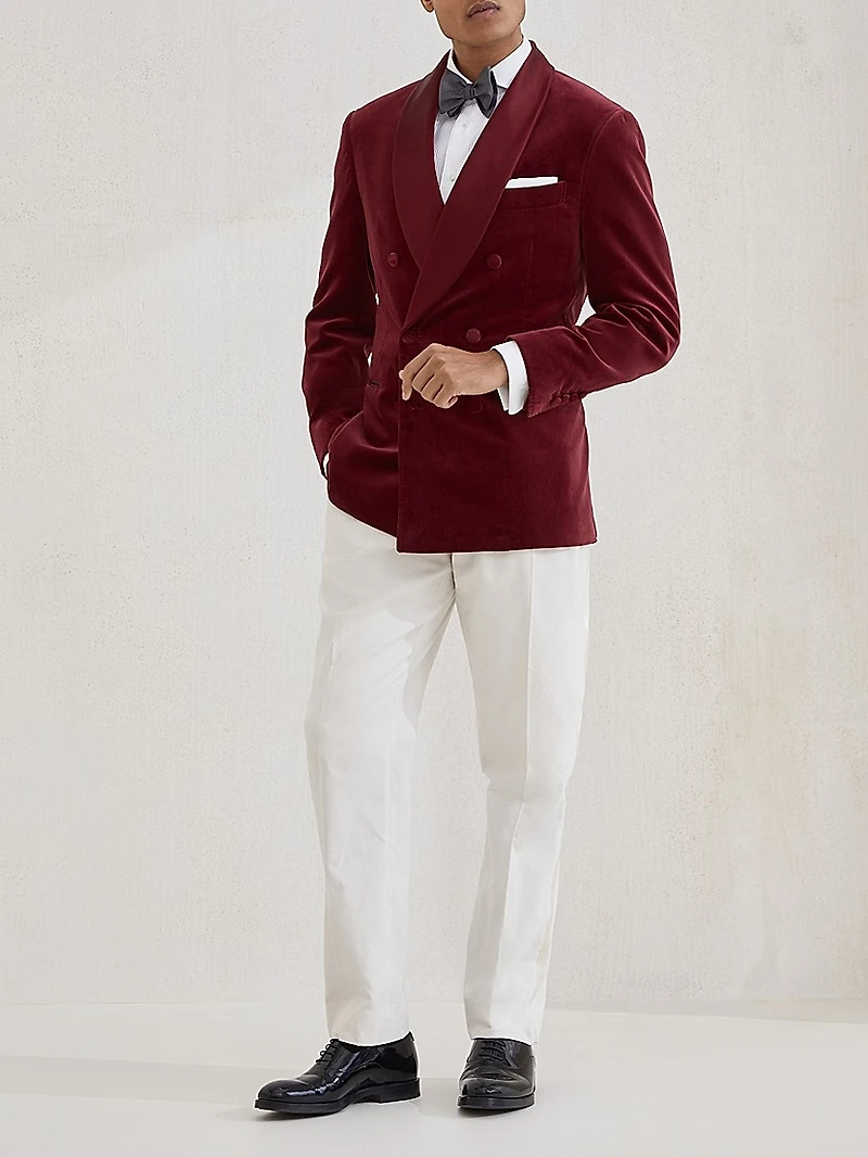 Cotton and Silk Velvet One a Half Breasted Tuxedo Jacket