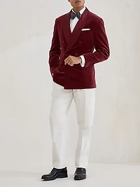 Cotton and Silk Velvet One a Half Breasted Tuxedo Jacket