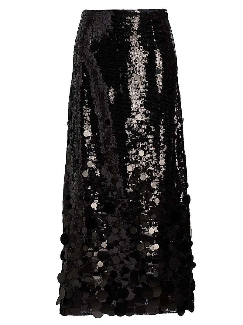 Rumi Cascading Sequined Midi-Skirt