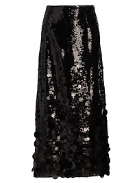 Rumi Cascading Sequined Midi-Skirt