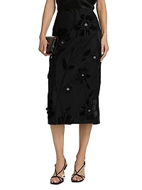 Rory Velvet-Floral Maxi Skirt