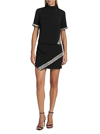 Rayna Embellished Crepe Mock Turtleneck Top