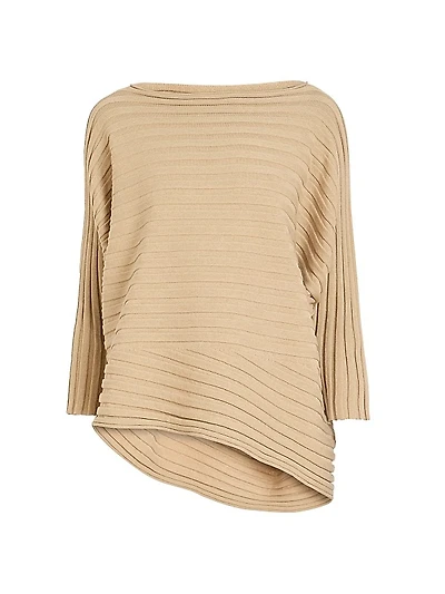 Draped Rib-Knit Cotton-Cashmere Top