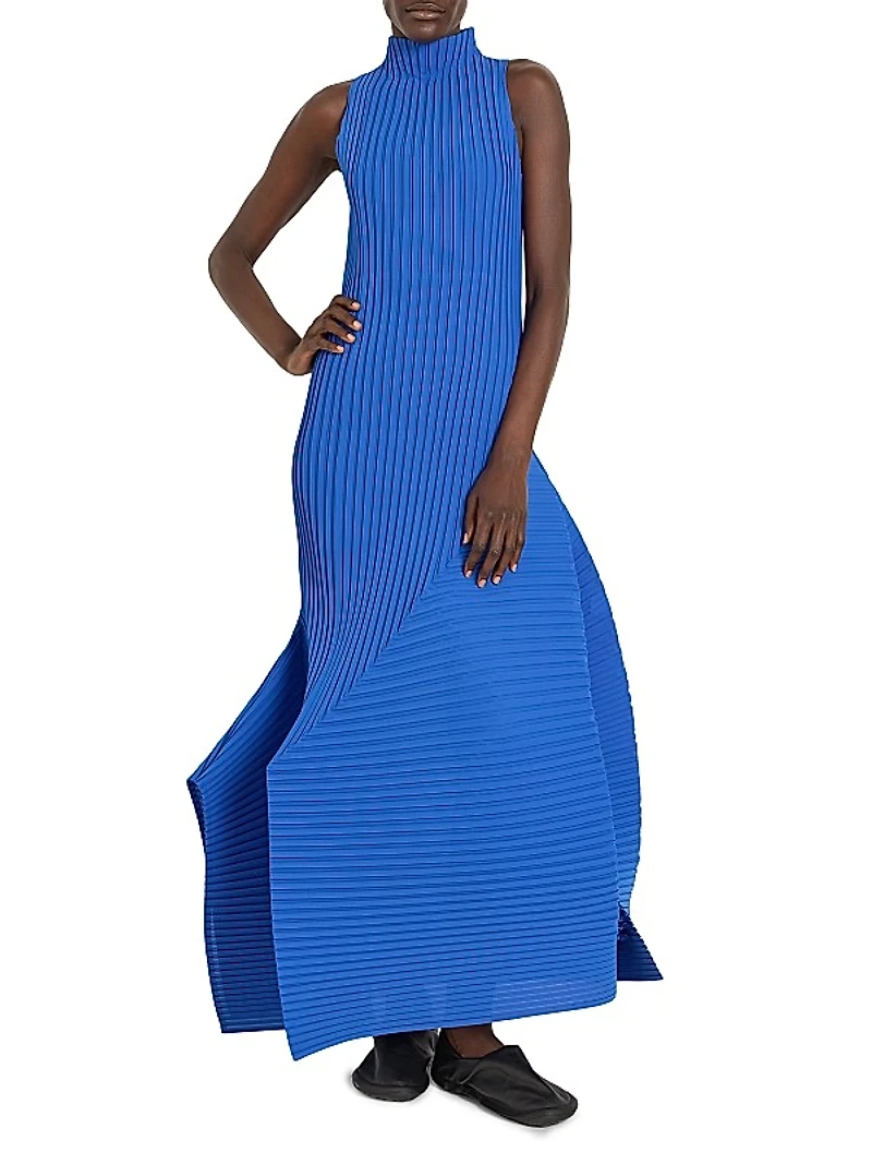 Fold Pleats Sculpted Maxi Dress