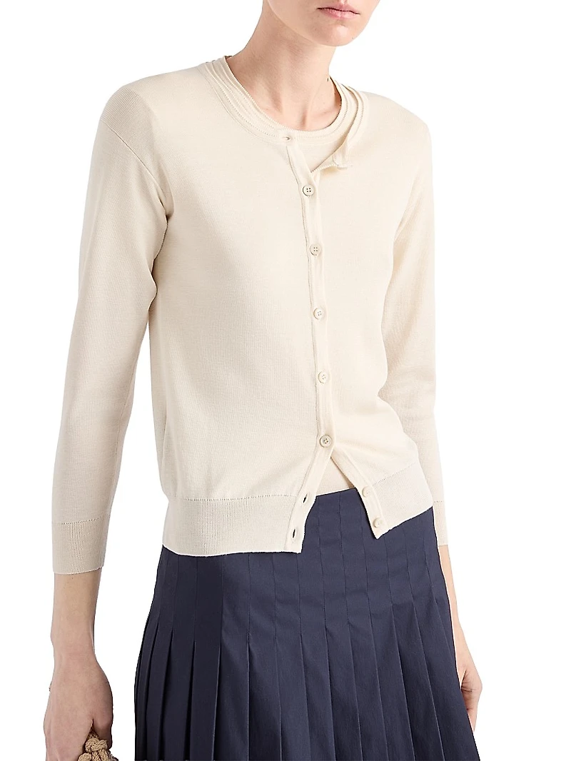 Cotton and Silk Knit Cardigan