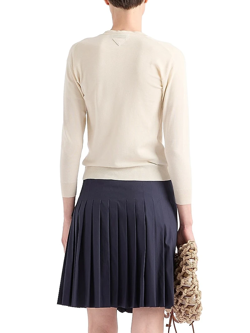 Cotton and Silk Knit Cardigan