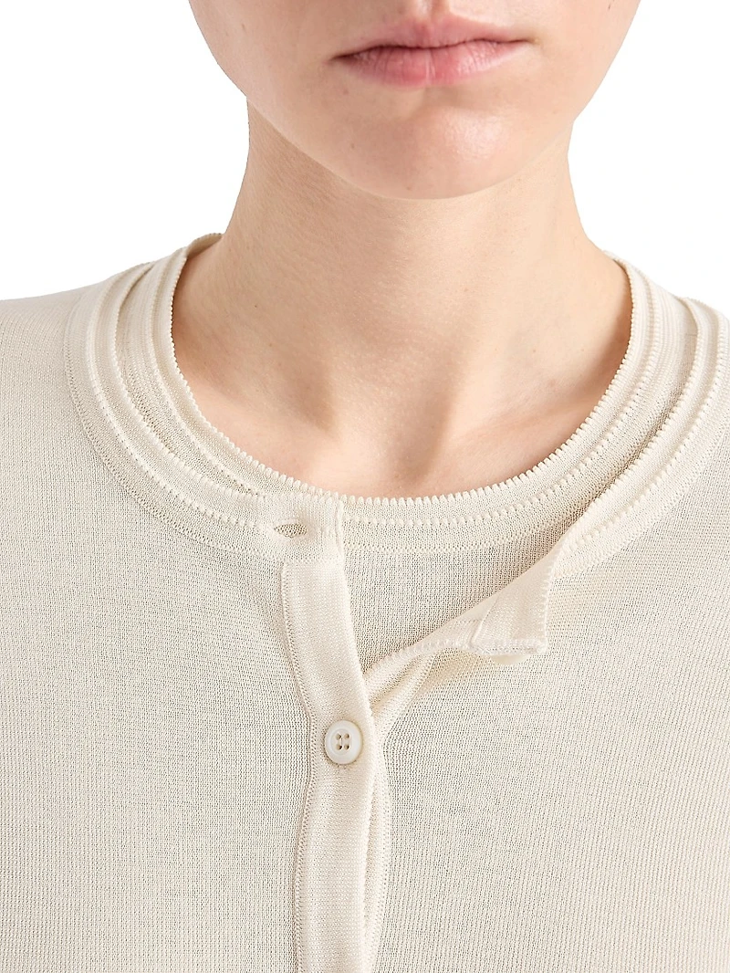 Cotton and Silk Knit Cardigan