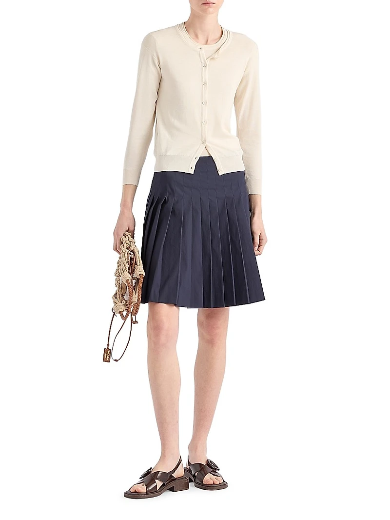 Cotton and Silk Knit Cardigan