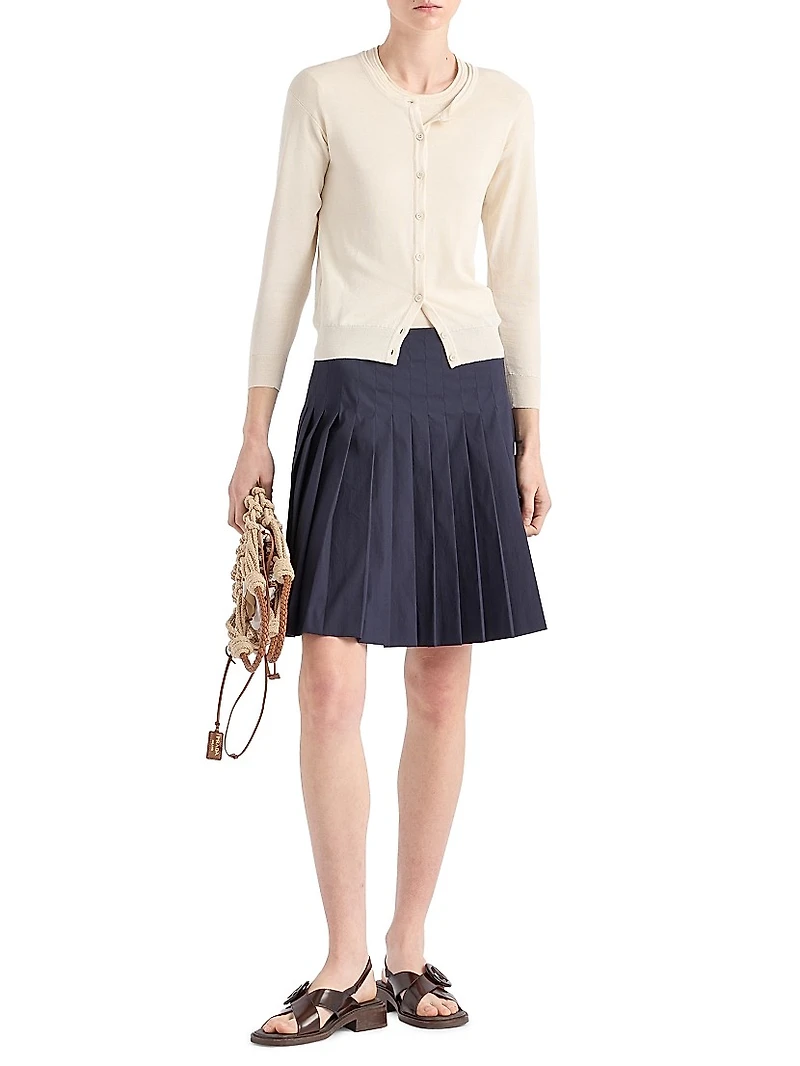 Cotton and Silk Knit Cardigan