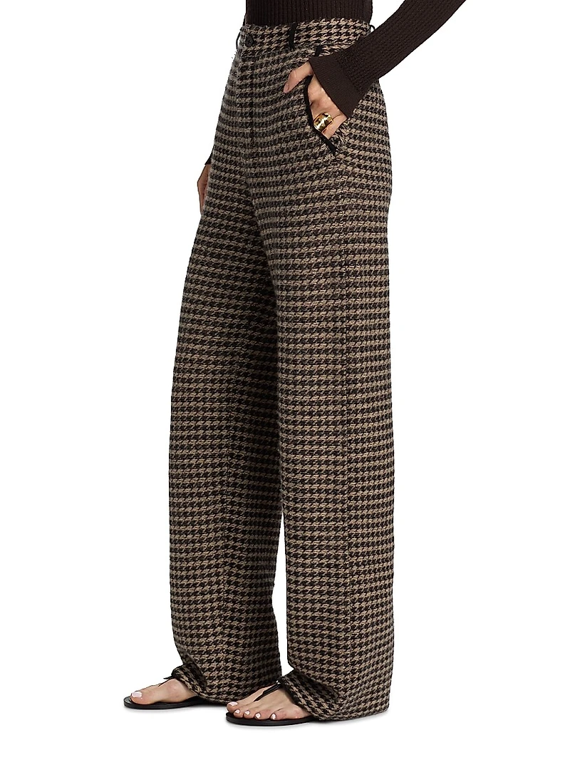 Houndstooth Cashmere Trousers