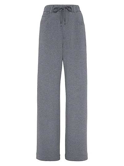 Cotton Smooth French Terry Loose Five Pocket Trousers